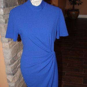 Mock Neck Twist Knot Waist Sheath Dress